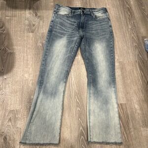 Nova Men Jeans‎ Mens 34x29 Blue Denim Cotton Blend Raw Hem